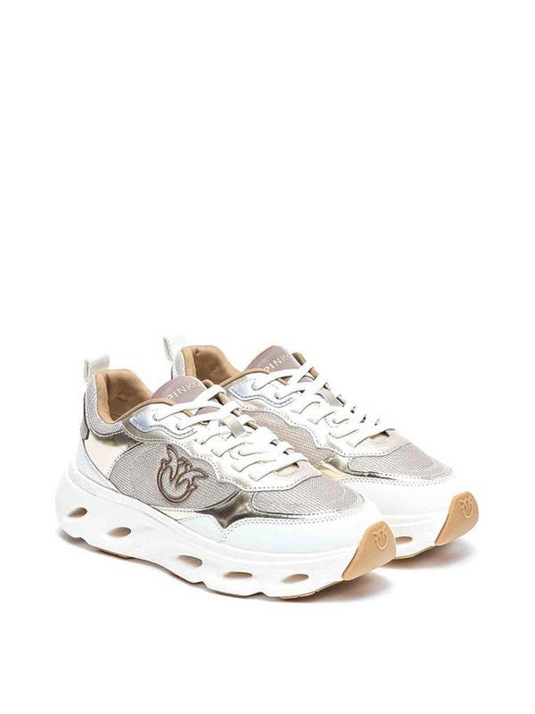 PINK 09 - SNEAKER CALF LEATHER/METALLIC MESH/MIRROR PLATINUM