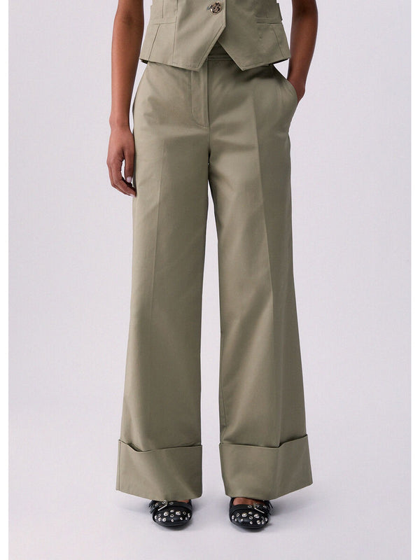 Liu Jo Pantalone Cropped Donna Verde Peppermint con Risvolto CA6112 T4691