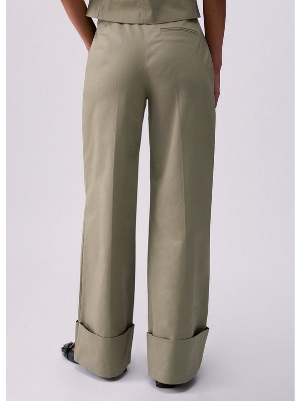Liu Jo Pantalone Cropped Donna Verde Peppermint con Risvolto CA6112 T4691