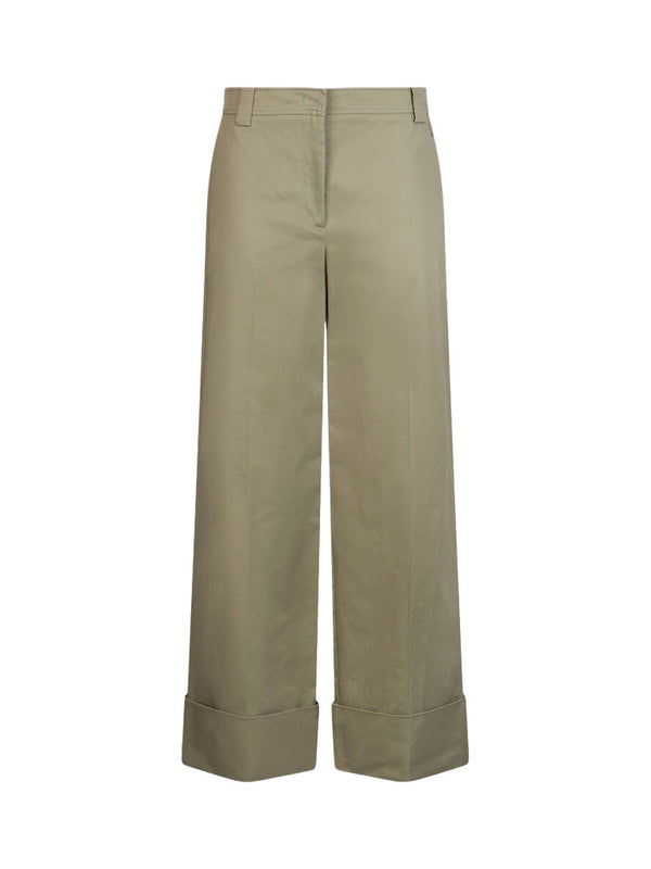 Liu Jo Pantalone Cropped Donna Verde Peppermint con Risvolto CA6112 T4691