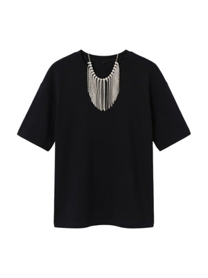 Liu Jo T-Shirt Donna Nera con Collana CA6361 J0088