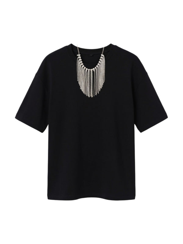 Liu Jo T-Shirt Donna Nera con Collana CA6361 J0088