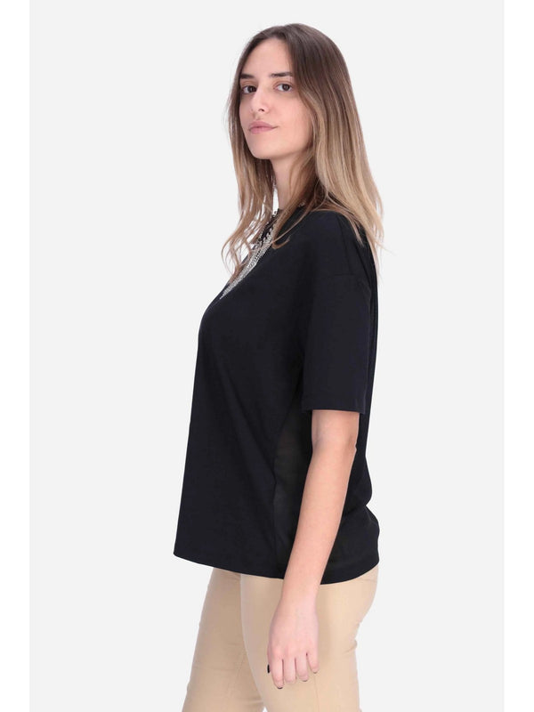Liu Jo T-Shirt Donna Nera con Collana CA6361 J0088