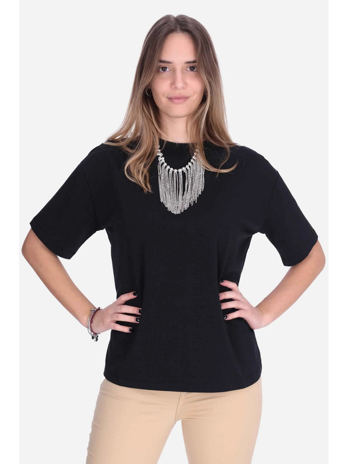 Liu Jo T-Shirt Donna Nera con Collana CA6361 J0088