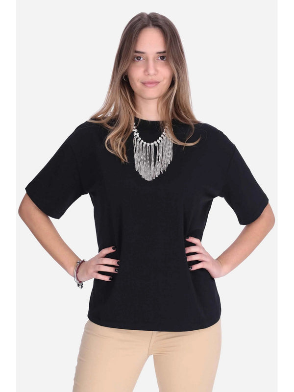 Liu Jo T-Shirt Donna Nera con Collana CA6361 J0088