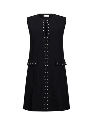 Liu Jo Vestito Donna Nero Elegante con Borchie e Scollo a V - WA6119 T2527 22222