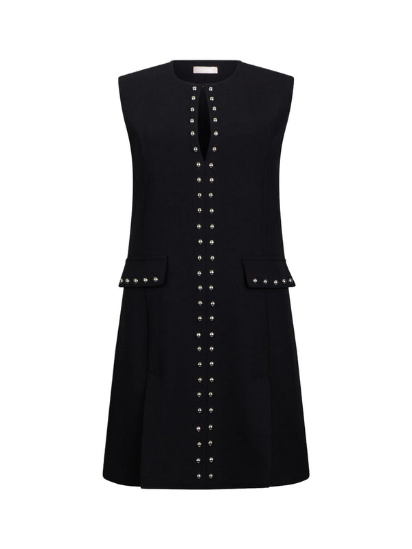 Liu Jo Vestito Donna Nero Elegante con Borchie e Scollo a V - WA6119 T2527 22222