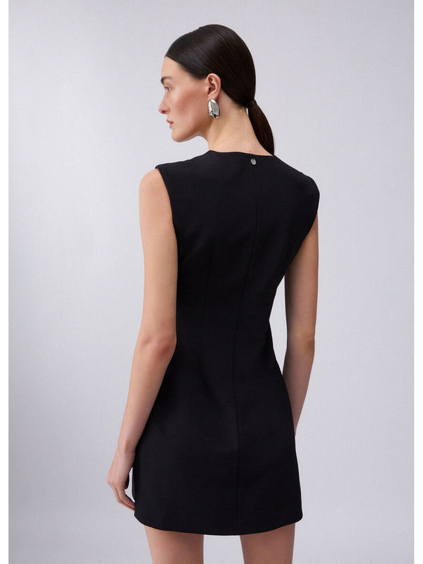 Liu Jo Vestito Donna Nero Elegante con Borchie e Scollo a V - WA6119 T2527 22222