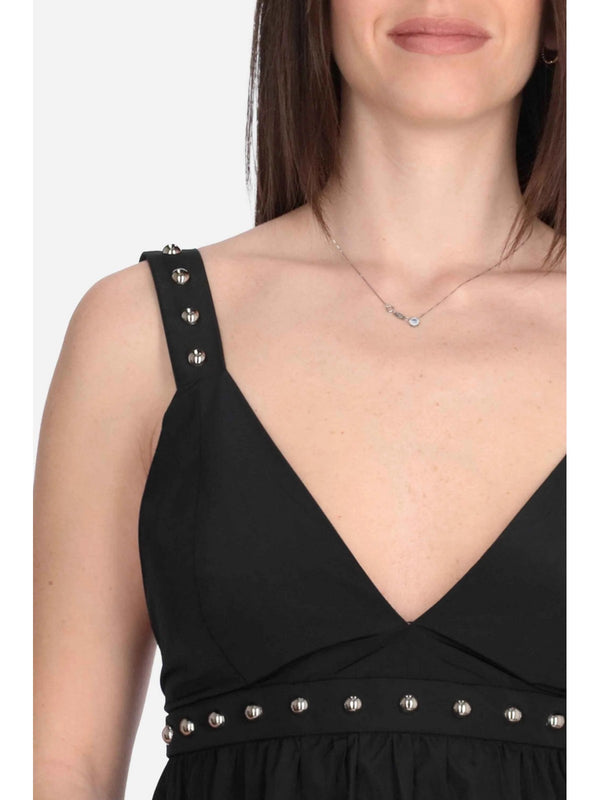 Liu Jo Top Donna Nero con Scollo a V e Applicazioni Gioiello - WA6069 T375A 22222