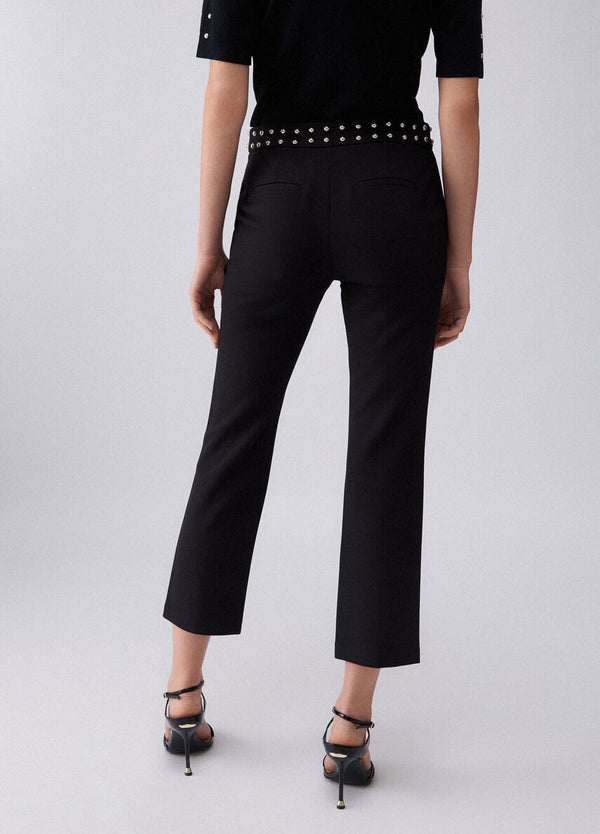 Liu Jo Pantalone Donna Nero a Sigaretta con Borchie e Slim Fit - WA6106 T2527 22222