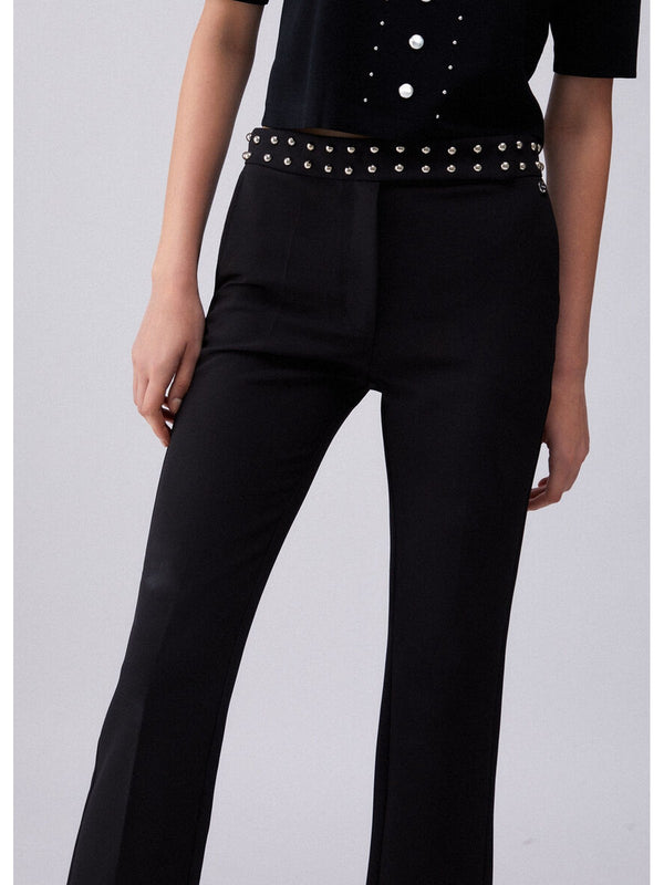 Liu Jo Pantalone Donna Nero a Sigaretta con Borchie e Slim Fit - WA6106 T2527 22222