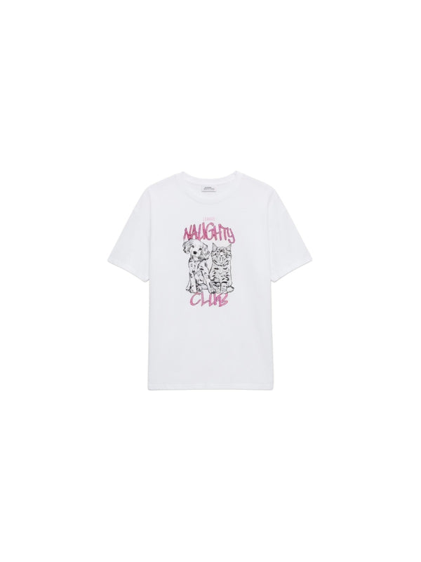 Liu Jo T-Shirt Donna Bianca con Maxi Stampa Naughty Club e Strass | WA6132 JS923-P9265