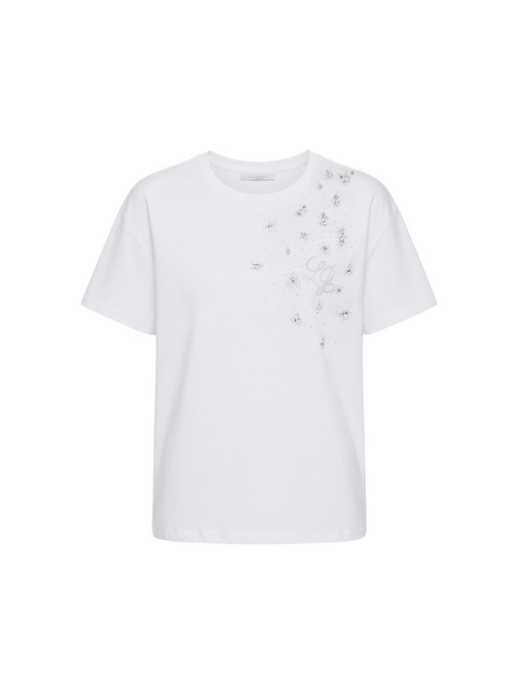 Liu Jo T-shirt Donna Bianca con Logo e Strass WA6238 JS923-P9329