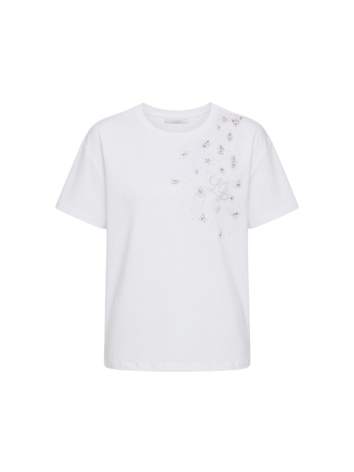 Liu Jo T-shirt Donna Bianca con Logo e Strass WA6238 JS923-P9329
