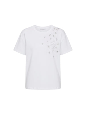 Liu Jo T-shirt Donna Bianca con Logo e Strass WA6238 JS923-P9329
