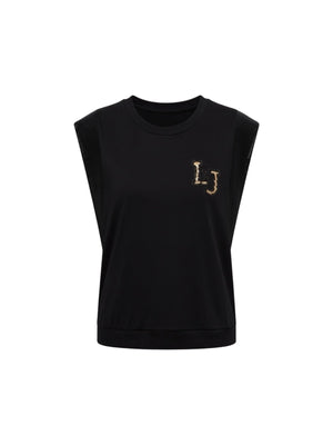 Liu Jo T-Shirt Donna Nera Manica Corta in Cotone Stretch TA6250 JS923-22222<br />