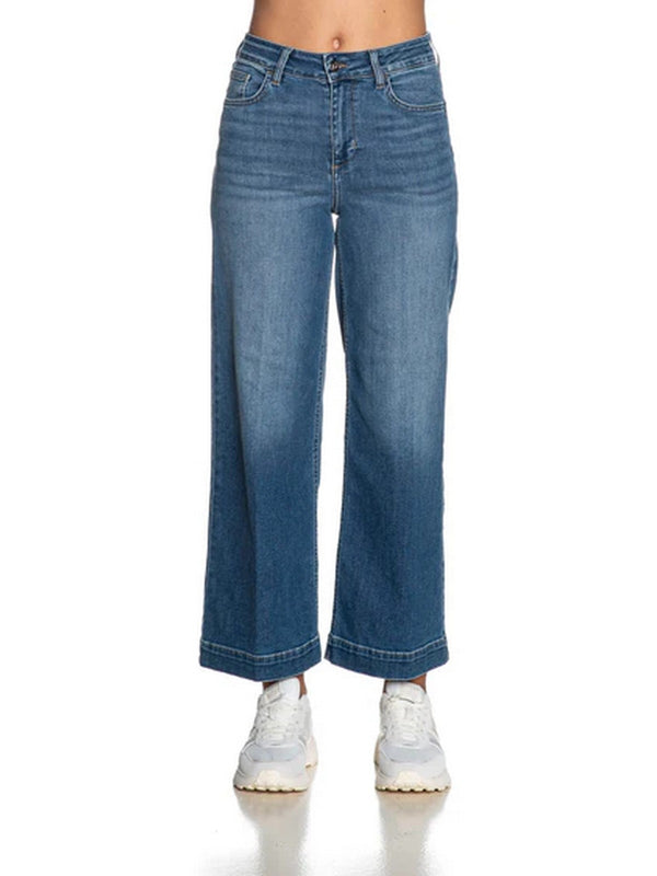 Liu Jo Jeans Donna Bottom Up Flare Cropped Vita Alta Denim Blu UA6078 D0305
