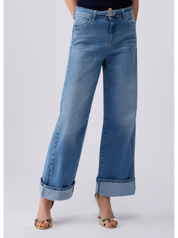 Liu Jo Jeans Donna Bottom Up Good Cropped Vita Alta Denim Blu UA6161 D0264