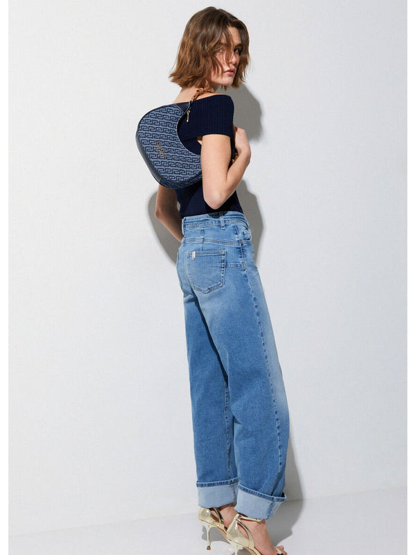 Liu Jo Jeans Donna Bottom Up Good Cropped Vita Alta Denim Blu UA6161 D0264