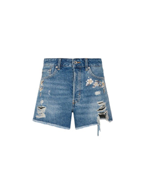Liu Jo Shorts Donna Denim Blu Vita Alta con Strass UA6198 D4854