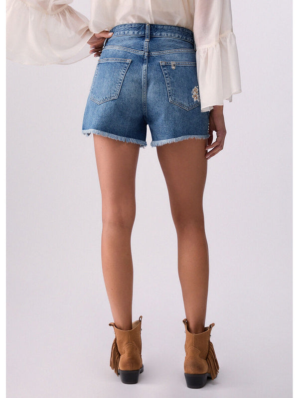 Liu Jo Shorts Donna Denim Blu Vita Alta con Strass UA6198 D4854