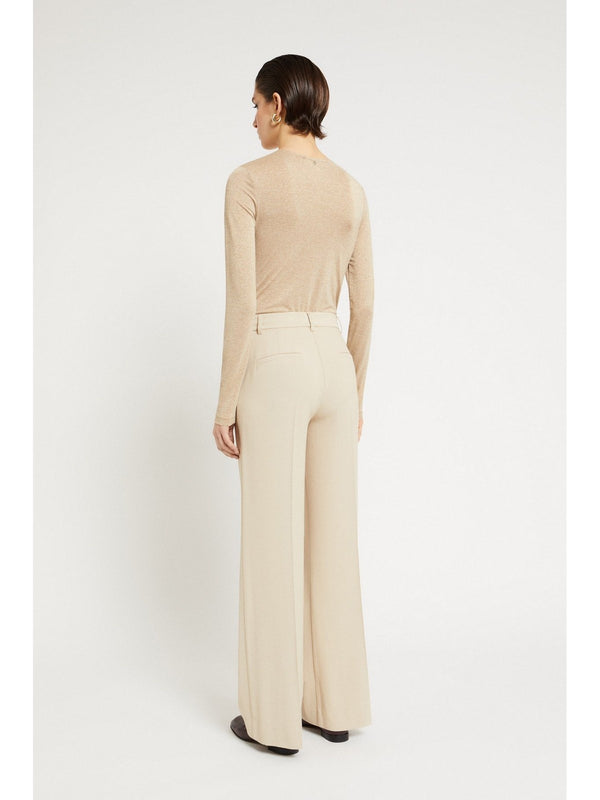 Pantaloni Donna ottod'Ame - Pantalone palazzo in piega - Beige