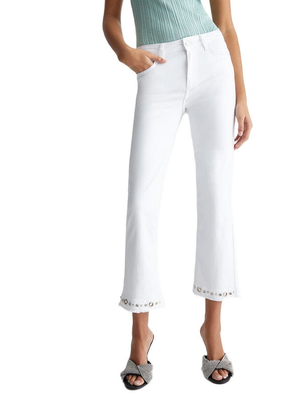 Jeans Donna Liu Jo - Pantaloni cropped bottom up - Bianco