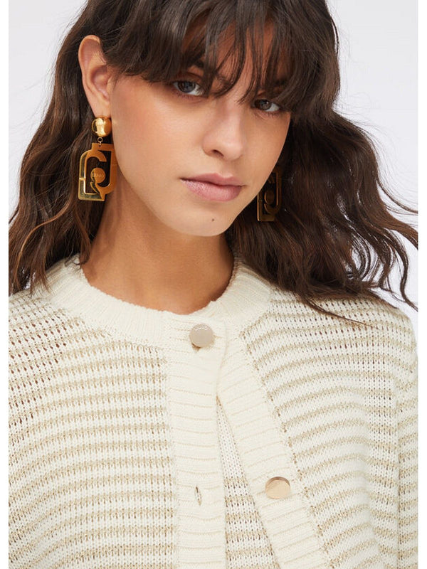 Cardigan Donna Liu Jo - Cardigan a righe lurex® - Bianco