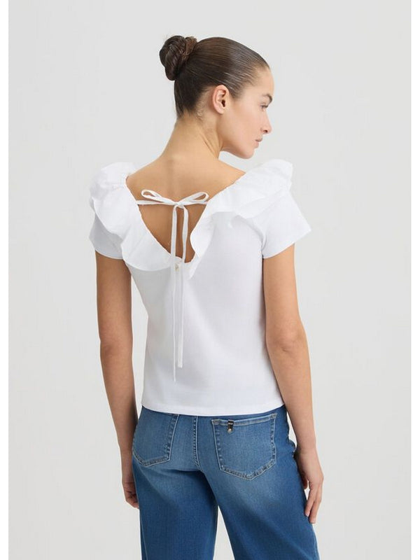 T-shirt Donna Liu Jo - T-shirt in cotone con rouches - Bianco