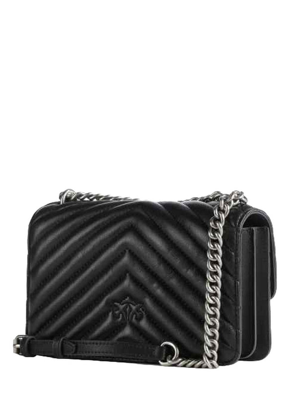 Borse a tracolla Donna Pinko - Love one mini dc sheep nappa - Nero