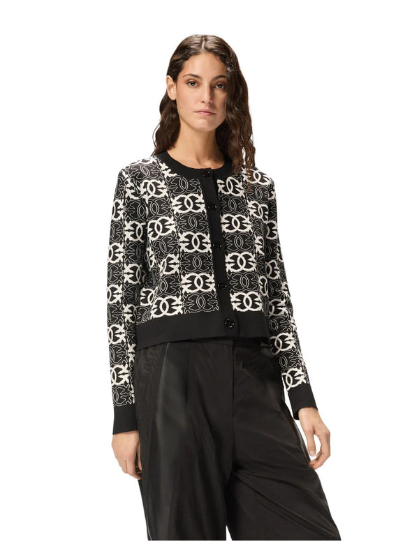 Cardigan Donna Pinko - Cardigan con logo Love Birds - Nero