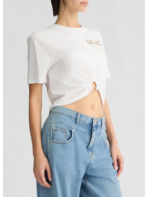 T-shirt Donna Liu Jo - T-shirt in cotone con logo - Bianco