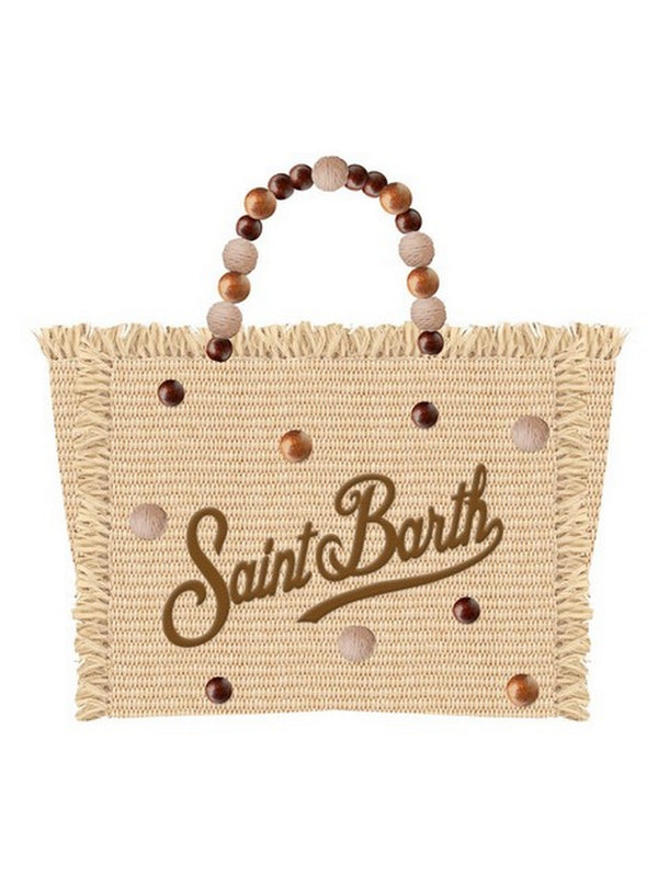 Borse a mano Donna Mc2 Saint Barth - Borsa Colette effetto paglia con perline di legno - Beige
