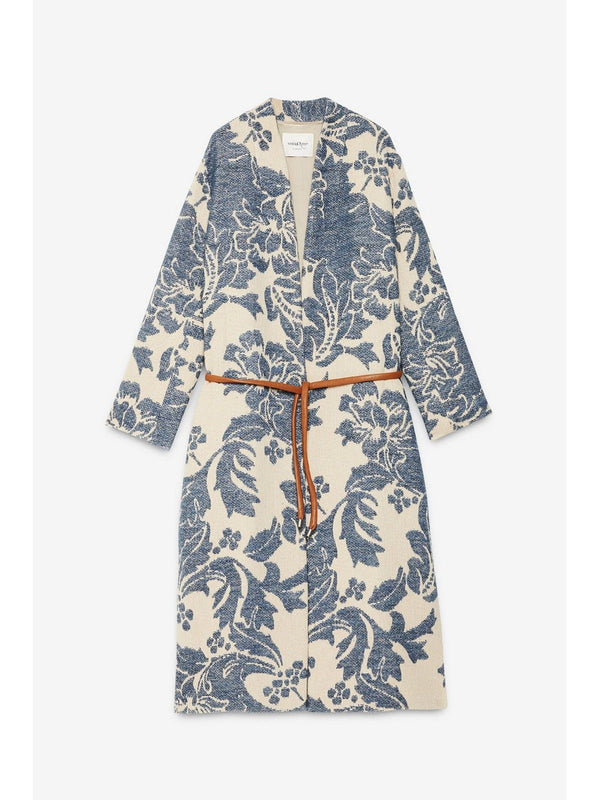 Cappotti Donna ottod'Ame - Cappotto sfoderato stampato - Azzurro