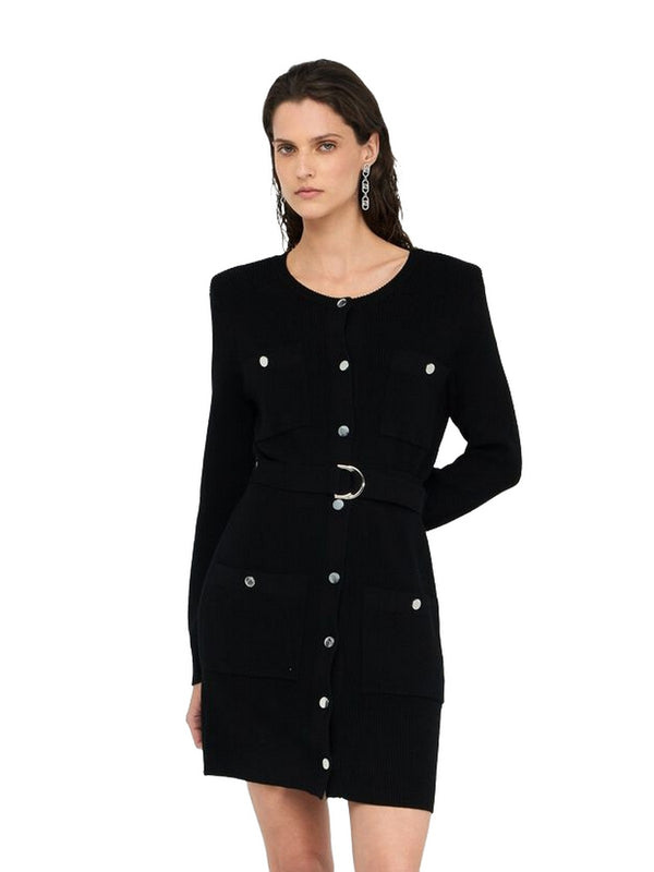 Vestiti casual Donna Liu Jo - Abito in maglia con spalline imbottite - Nero