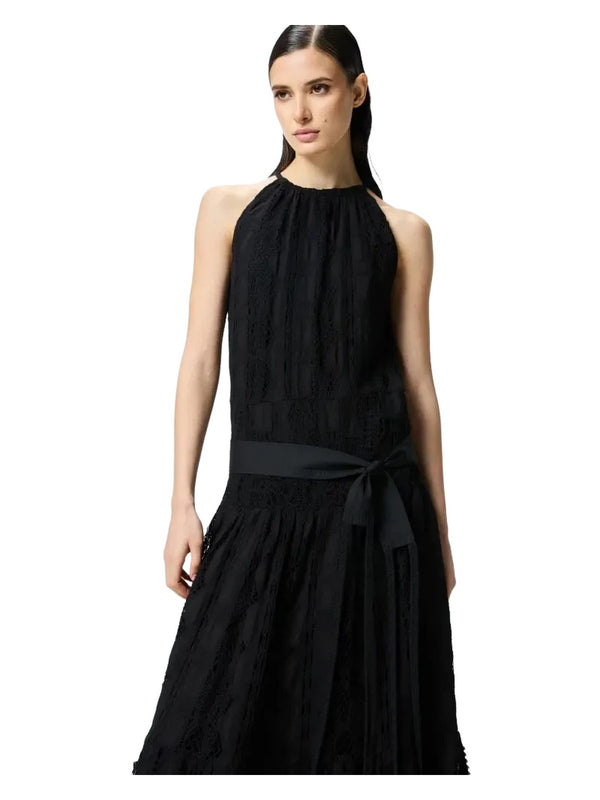 Vestiti casual Donna Pinko - Abito midi in sangallo e macramè - Nero
