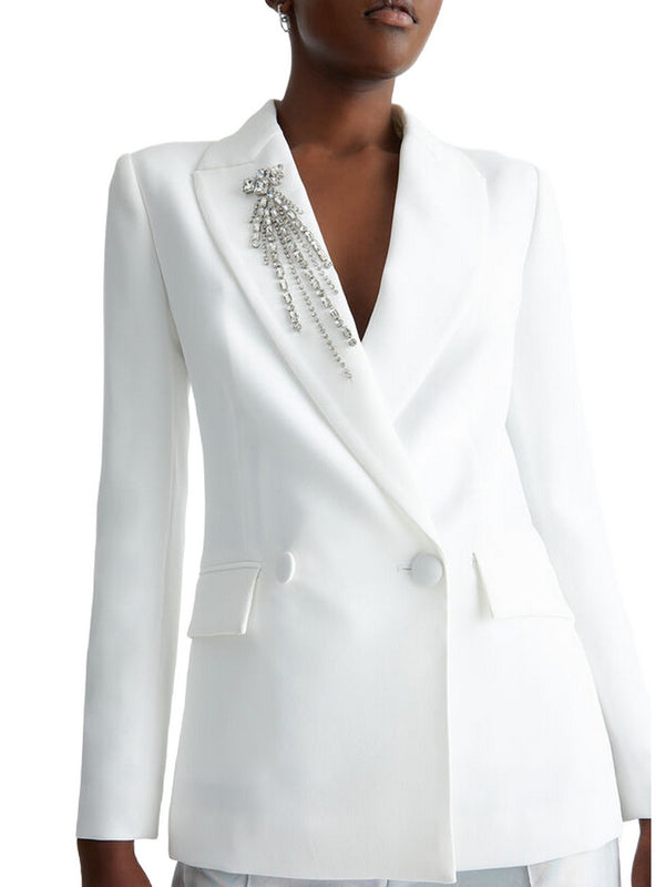 Giacche Donna Liu Jo - Blazer con dettaglio gioiello - Bianco