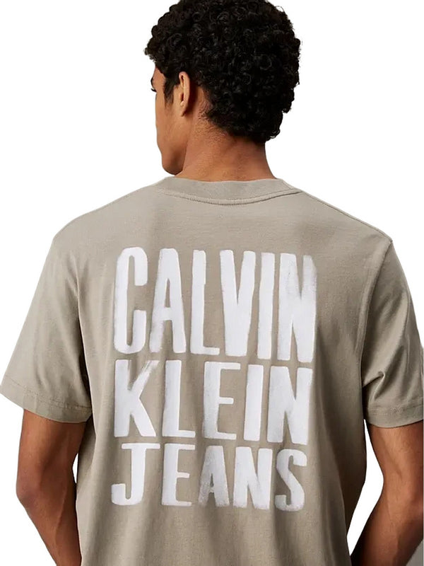 T-shirt Uomo Calvin Klein - T-shirt con logo sul retro - Beige