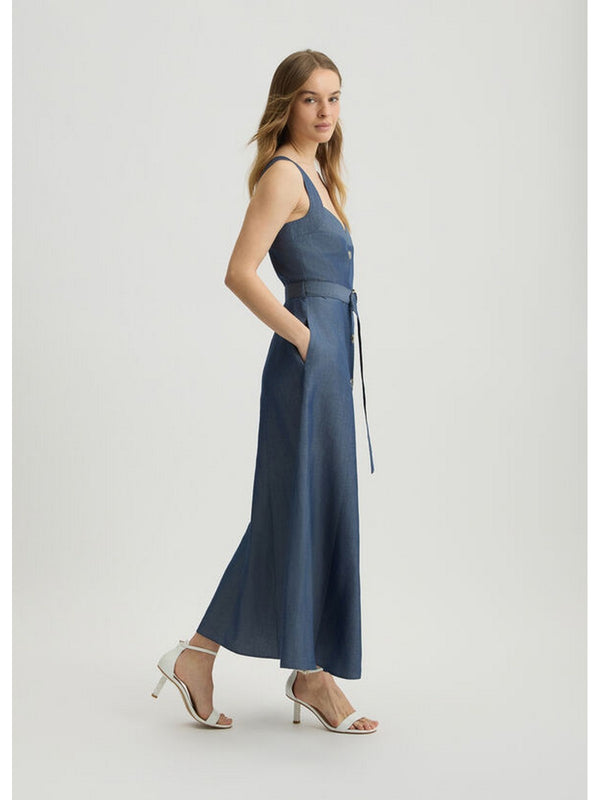Vestiti casual Donna Liu Jo - Abito in lino con cintura - Blu