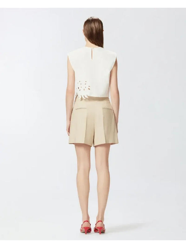 Canotte e top Donna Pinko - Crop top con ricamo traforato e cristalli - Bianco