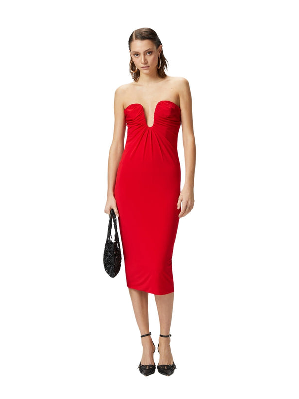 Vestiti da cocktail Donna Pinko - Abito midi da sera con scollo sagomato - Rosso