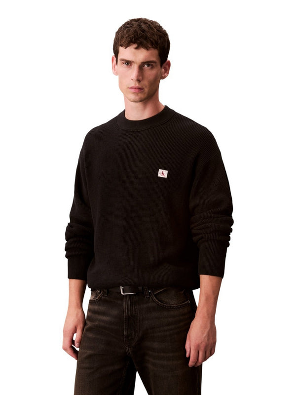 Maglie Uomo Calvin Klein - Maglia Waffle Girocollo - Nero