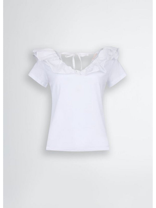 T-shirt Donna Liu Jo - T-shirt in cotone con rouches - Bianco