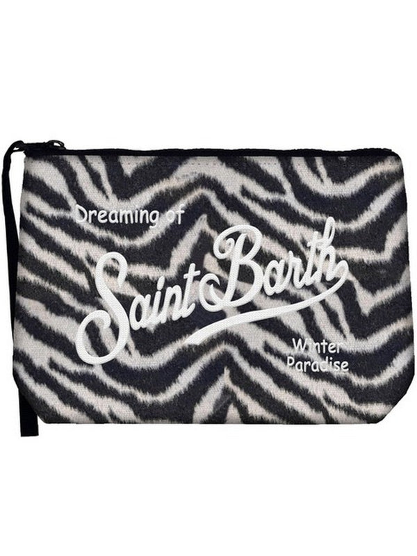 Pochette e Clutch Donna Mc2 Saint Barth - Pochette Aline Felt in misto lana ZEBRATA - Nero
