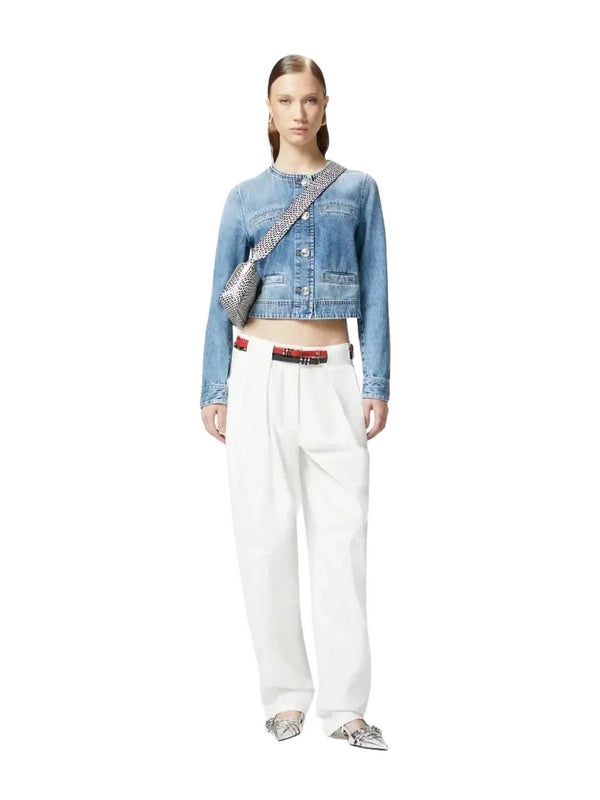 Giubbini Donna Pinko - Giacca corta in denim con taschini e bottoni - Denim
