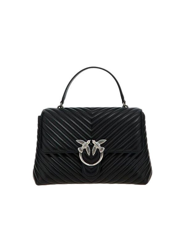 Borse a mano Donna Pinko - Borsa a mano grande Love Bag Puff in nappa chevron - Nero