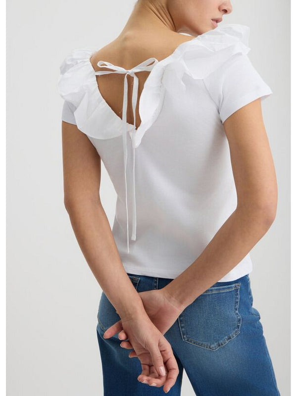 T-shirt Donna Liu Jo - T-shirt in cotone con rouches - Bianco