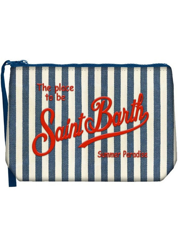 Pochette Uomo Mc2 Saint Barth - Pochette Aline effetto denim a righe - Blu