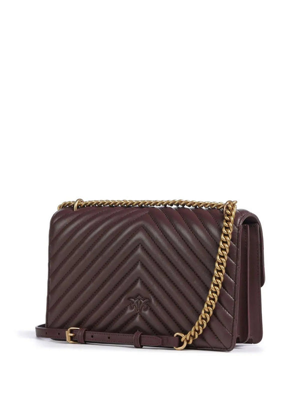 Borse a tracolla Donna Pinko - Borsa Love One Classic Dc Sheep Nappa Chevron - Marrone
