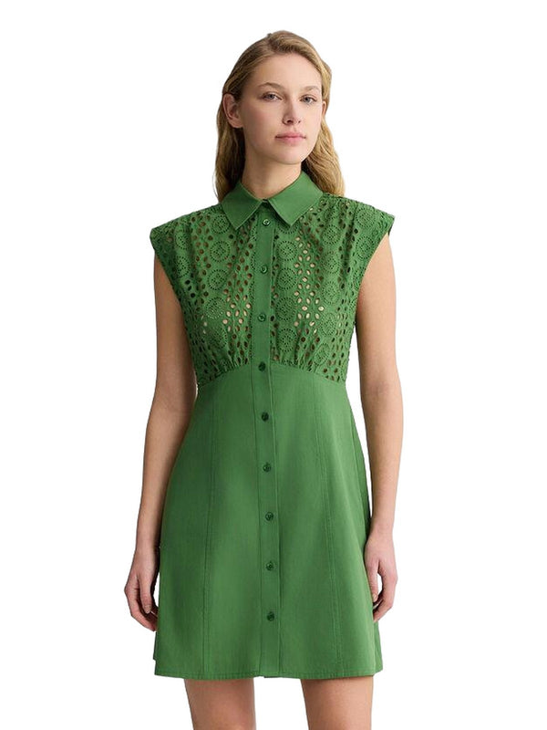 Vestiti casual Donna Liu Jo - Abito chemisier in sangallo - Verde